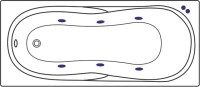 Акриловая ванна Excellent Sekwana Soft 170x75 см, встраиваемая, с гидромассажем, белая, с каркасом, со сливом-переливом, фурнитура золото