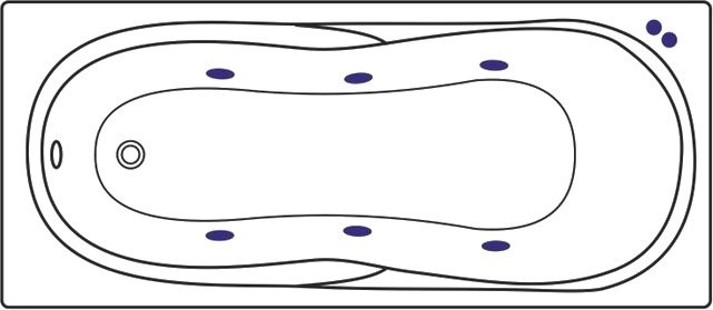 Акриловая ванна Excellent Sekwana Soft 170x75 см, встраиваемая, с гидромассажем, белая, с каркасом, со сливом-переливом, фурнитура золото