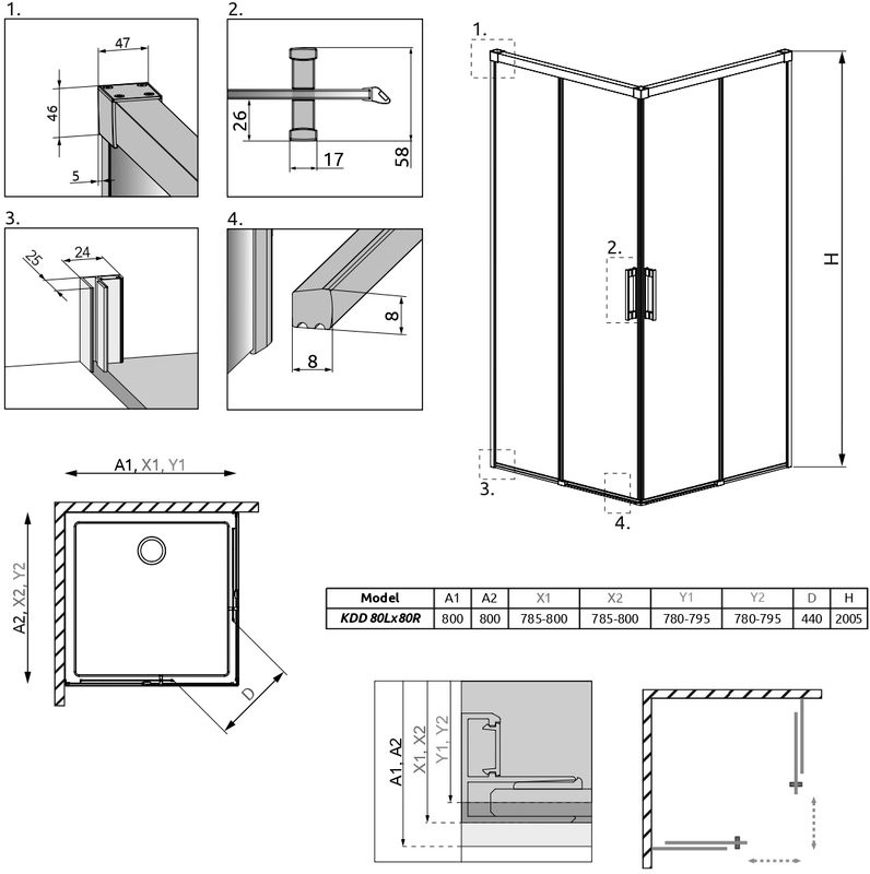 Душевой уголок Radaway Idea Black KDD 80x80