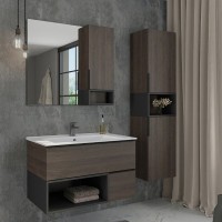 Мебель для ванной комнаты Comforty Франкфурт 90, дуб шоколадно-коричневый, белая раковина