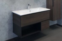 Мебель для ванной комнаты Comforty Франкфурт 90, дуб шоколадно-коричневый, белая раковина