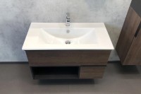 Мебель для ванной комнаты Comforty Франкфурт 90, дуб шоколадно-коричневый, белая раковина