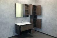 Мебель для ванной комнаты Comforty Франкфурт 90, дуб шоколадно-коричневый, белая раковина