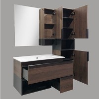 Мебель для ванной комнаты Comforty Франкфурт 90, дуб шоколадно-коричневый, белая раковина