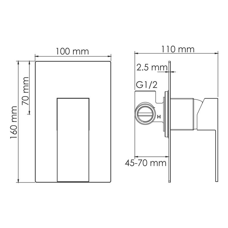 Встраиваемый смеситель для душа и ванны Wasserkraft Abens 2051 С ВНУТРЕННЕЙ ЧАСТЬЮ