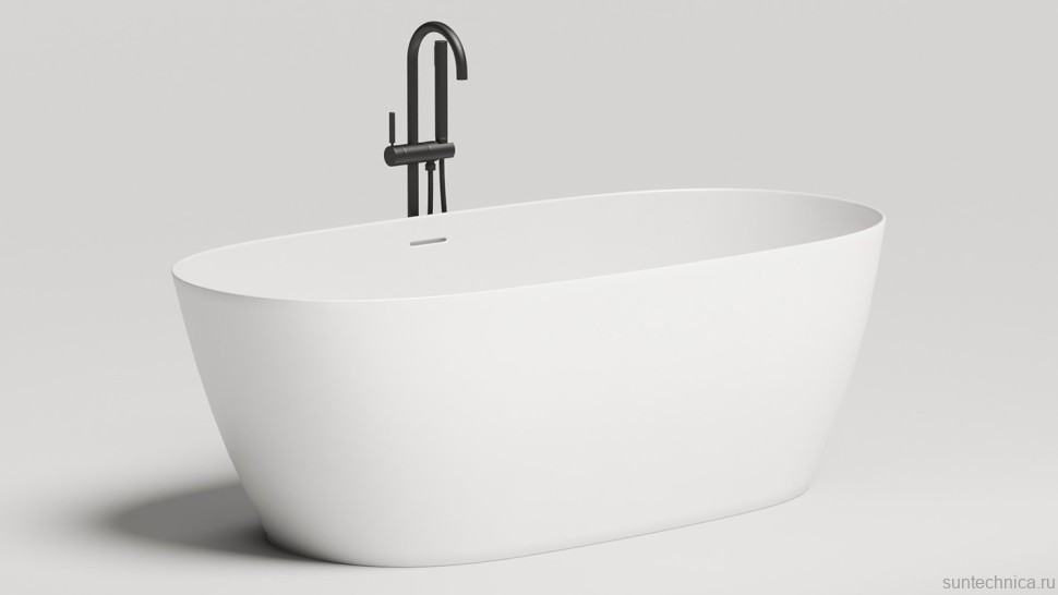 Ванна из искусственного камня Salini Sofia S-Stone 170x80 см, отдельностоящая, матовая белая, овальная, с донным клапаном
