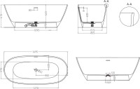 Ванна из искусственного камня Salini Sofia S-Stone 170x80 см, отдельностоящая, матовая белая, овальная, с донным клапаном
