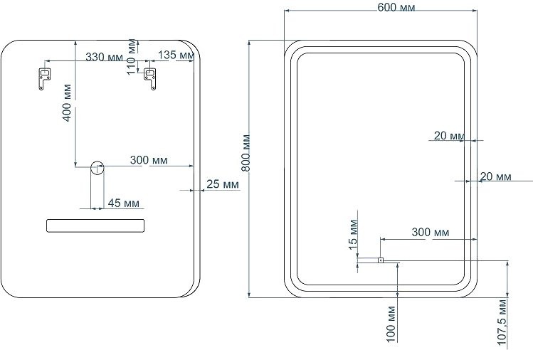 Зеркало Art&Max Genova AM-Gen-600-800-DS-F-White 60х80 белое, с LED-подсветкой, 6000К