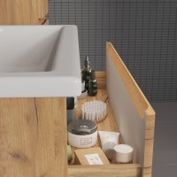 Мебель для ванной комнаты SanStar Riana 80 подвесная, дуб крафт золотой, раковина Como 80