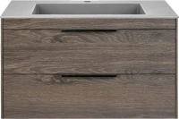 Тумба с раковиной Vincea Chiara 2D 80, 2 ящика, темный дуб, с серой раковиной
