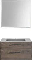 Тумба с раковиной Vincea Chiara 2D 80, 2 ящика, темный дуб, с серой раковиной