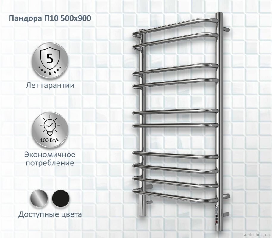 Полотенцесушитель электрический AQUATEK Пандора П10 50x90 хром
