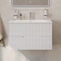 Тумба с раковиной Cezares Duet 80 ясень белый софт, раковина Cezares CZR-8073-80