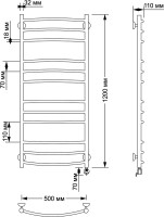 Полотенцесушитель электрический Secado Милан 3 125x55 см, подключение справа, бронза, лесенка, латунь