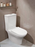 Унитаз-компакт напольный AZARIO Tesoro AZ-8501 безободковый, с микролифтом, глянцевый белый