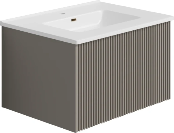 Тумба с раковиной La Fenice Terra 60 подвесная, cappuccino, раковина Slim Line 60 см