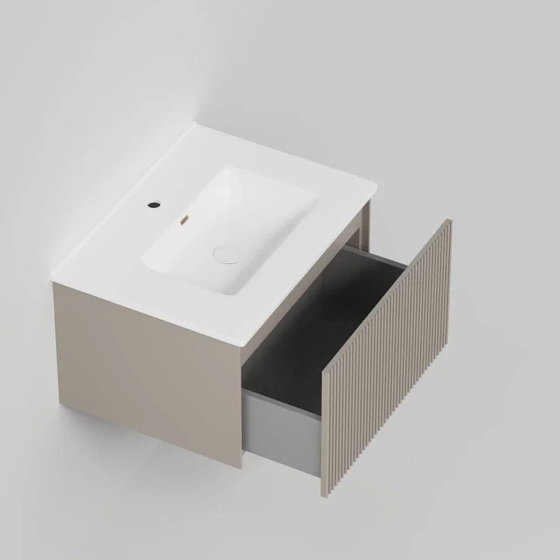 Тумба с раковиной La Fenice Terra 60 подвесная, cappuccino, раковина Slim Line 60 см
