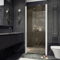 Душевая дверь в нишу Maybahglass MGD-427-1 120 см, профиль матовый белый, стекло бронза