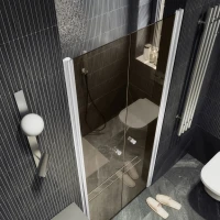 Душевая дверь в нишу Maybahglass MGD-427-1 120 см, профиль матовый белый, стекло бронза