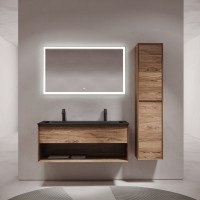 Мебель для ванной комнаты Sancos Marmi 1.0 120 черная раковина, на двоих, дуб чарльстон