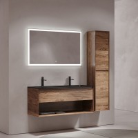 Мебель для ванной комнаты Sancos Marmi 1.0 120 черная раковина, на двоих, дуб чарльстон