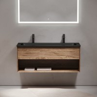 Мебель для ванной комнаты Sancos Marmi 1.0 120 черная раковина, на двоих, дуб чарльстон