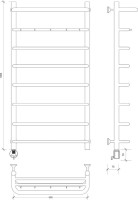 Полотенцесушитель электрический Secado Мерида 1 КСП 105x55 см, подключение слева, глянцевый хром, лесенка, с полкой
