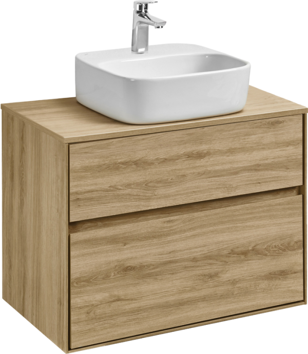 Тумба с раковиной AQUATON Либерти 75 со столешницей дуб эльвезия, раковина Одри 42