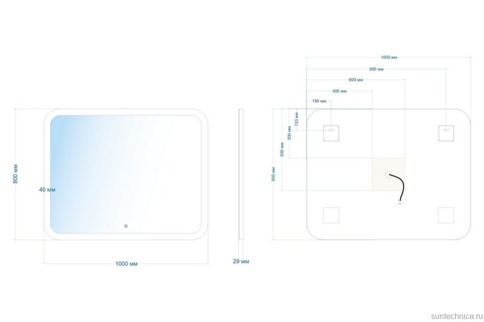 Зеркало Abber See AG6109SL-1.0 100х80 см, с подсветкой