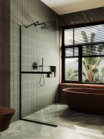 Душевая перегородка Maybahglass MGD-1418-6у 99 см, профиль черный, стекло прозрачное