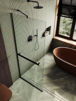 Душевая перегородка Maybahglass MGD-1418-6у 99 см, профиль черный, стекло прозрачное