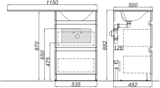 Мебель для ванной комнаты Aqwella Forma 115 L 2 ящика, зеркало STWORKI Скаген