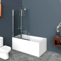 Шторка на ванну BelBagno Uno V-2-90/150-C-Cr стекло прозрачное