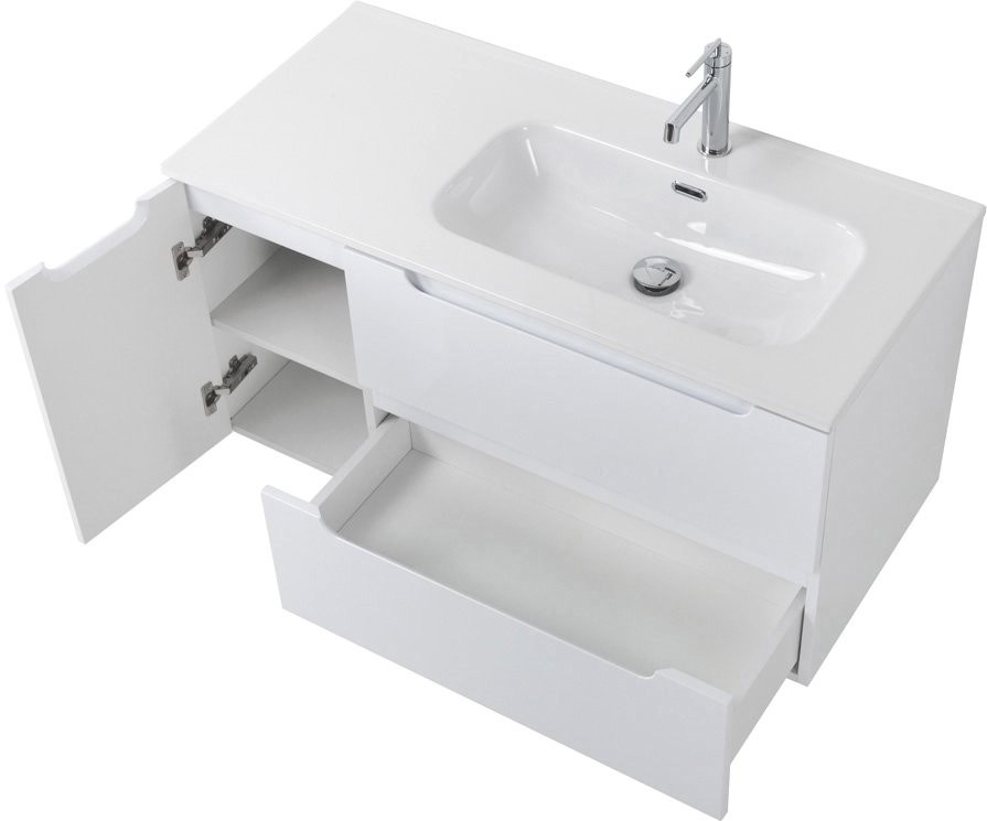 Мебель для ванной комнаты BelBagno Etna 100 R 2 ящика, дверца, bianco lucido