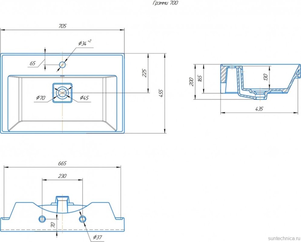 Тумба с раковиной Aqwella Vancouver 70 подвесная, белая