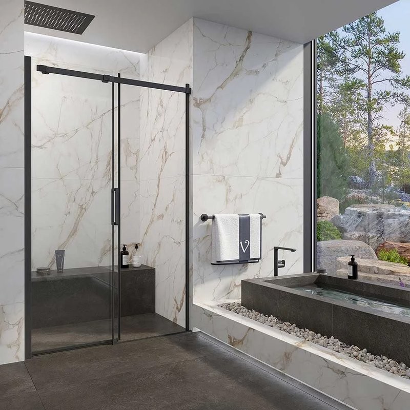 Душевая дверь в нишу Veconi Vianno VN-70 140 см, профиль черный