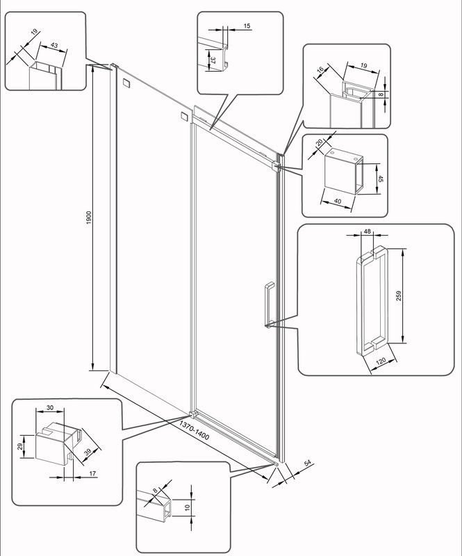 Душевая дверь в нишу Veconi Vianno VN-70 140 см, профиль черный