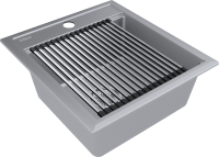 Мойка кухонная Paulmark Stepia + Step PM114651-GRM+R375-BS серый металлик