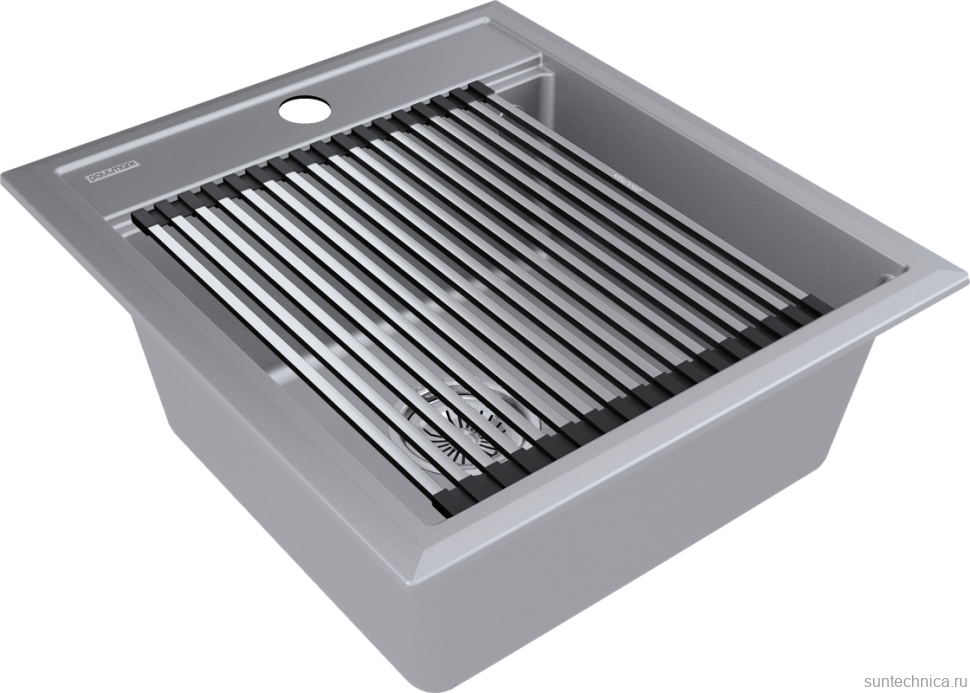 Мойка кухонная Paulmark Stepia + Step PM114651-GRM+R375-BS серый металлик