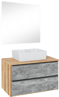 Мебель для ванной комнаты Runo Мальта 85 дуб, серая, раковина Lavello 50