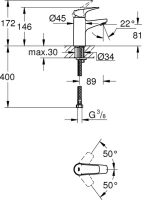 Смеситель для раковины Grohe BauFlow 23752000 Смеситель для раковины Grohe BauFlow 23752000