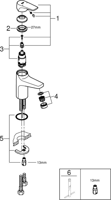 Смеситель для раковины Grohe BauFlow 23752000
