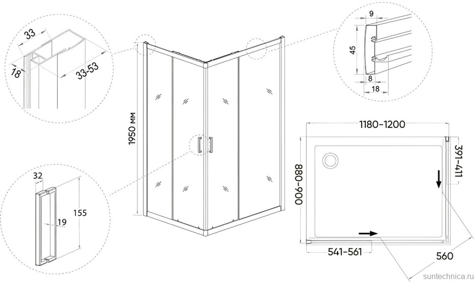 Душевой уголок Veconi Rovigo 120x90