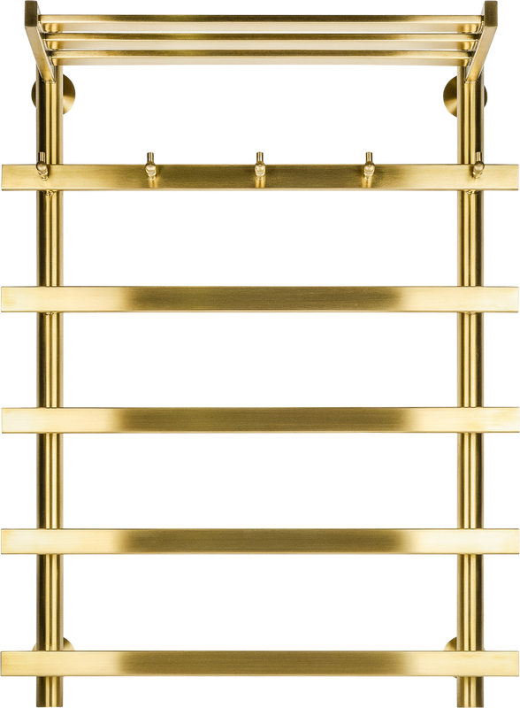 Полотенцесушитель электрический Secado Понтида 1 КСП, L 85x60 см, подключение слева, матовое золото, лесенка, с полкой