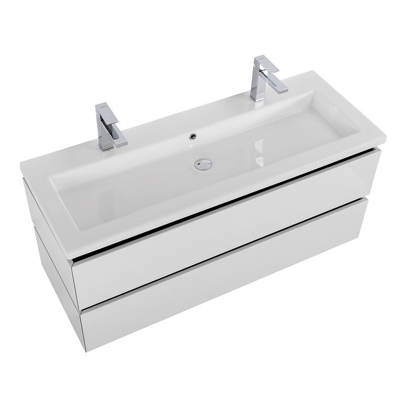 Тумба с раковиной Cezares Plane 120 bianco lucido, раковина Cezares CZR-8070-120-1-2