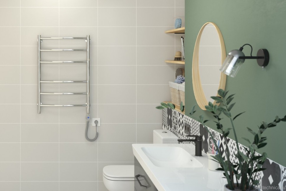 Полотенцесушитель электрический Стилье Формат 12 00512-8050 85x55 см, подключение справа, без покрытия, лесенка