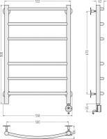 Полотенцесушитель электрический Стилье Формат 12 00512-8050 85x55 см, подключение справа, без покрытия, лесенка