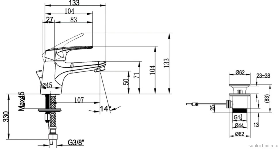 Смеситель для раковины Villeroy & Boch O.novo Start TVW10514111061