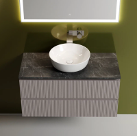 Тумба под раковину со столешницей Sancos Snob T 100 doha soft, столешница черный мрамор