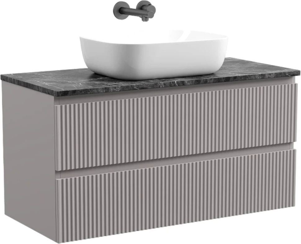 Тумба под раковину со столешницей Sancos Snob T 100 doha soft, столешница черный мрамор